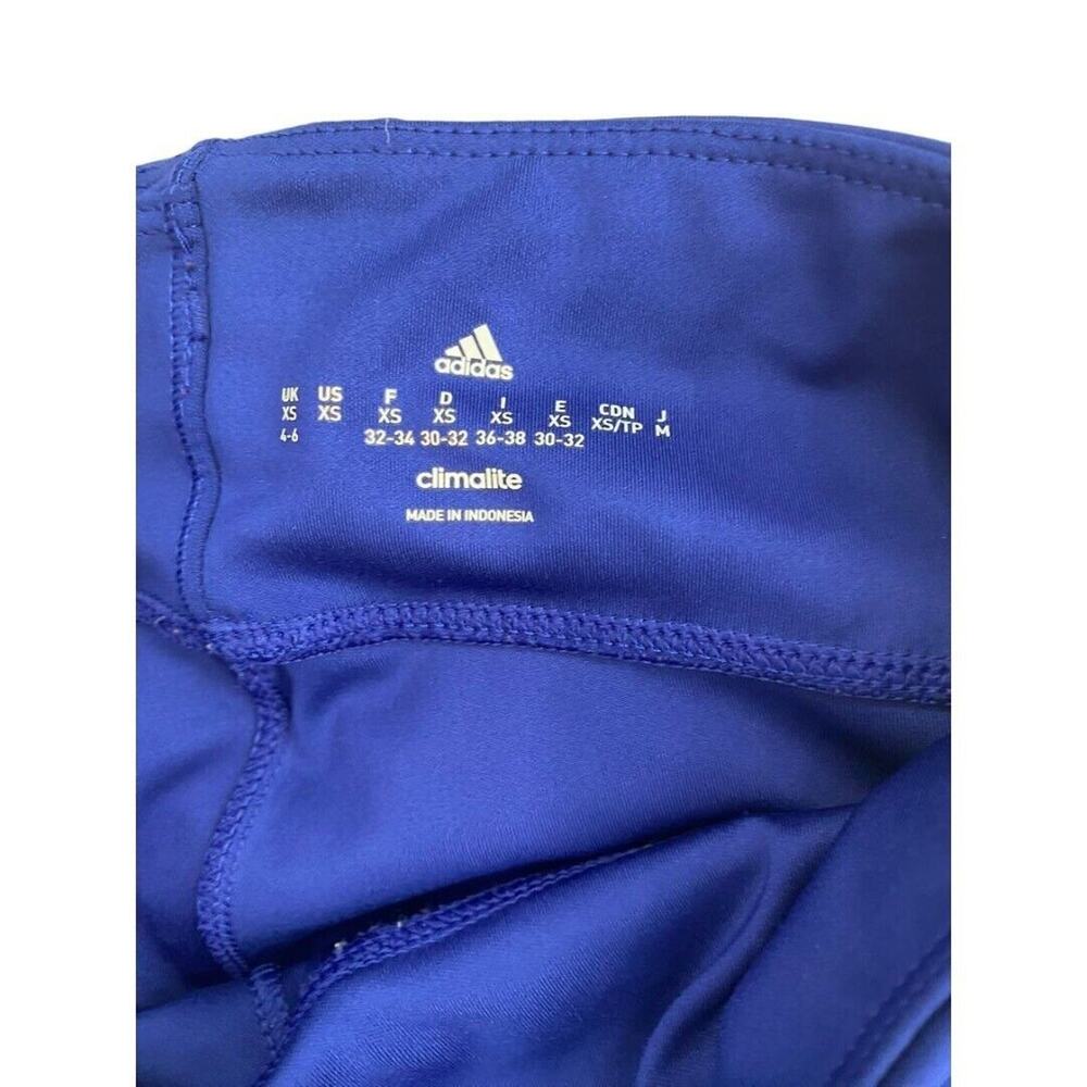 XS Adidas Blue Climalite Athletic Running Leggings White Trim - Picture 6 of 6